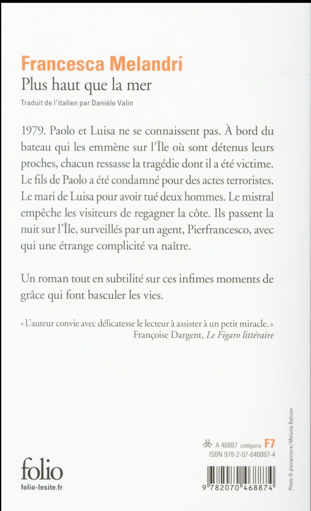 Back cover of Plus haut que la mer