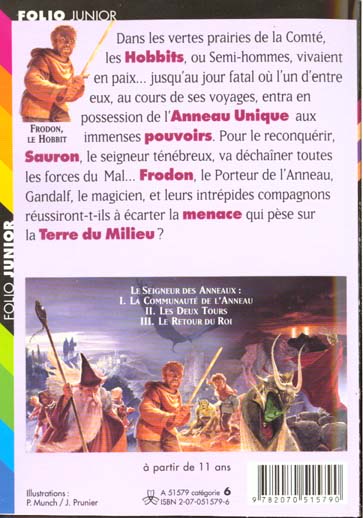 Back cover of Le Seigneur des Anneaux Tome 1 : la communauté de l'anneau