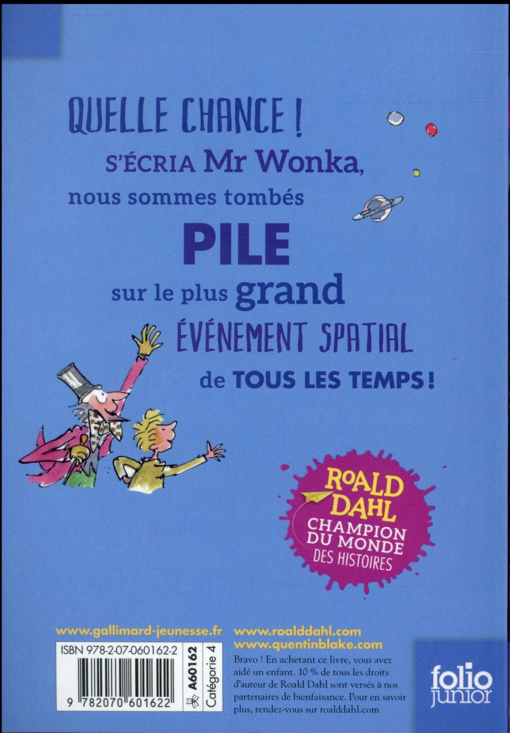 Back cover of Charlie et le grand ascenseur de verre