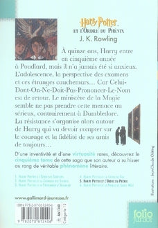 Back cover of Harry Potter Tome 5 : Harry Potter et l'ordre du phénix