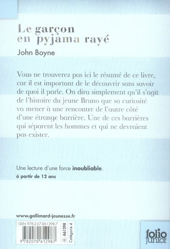 Back cover of Le garçon en pyjama rayé
