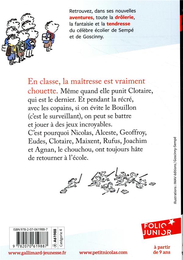 Back cover of Le petit Nicolas : les histoires inédites ; la rentrée du Petit Nicolas
