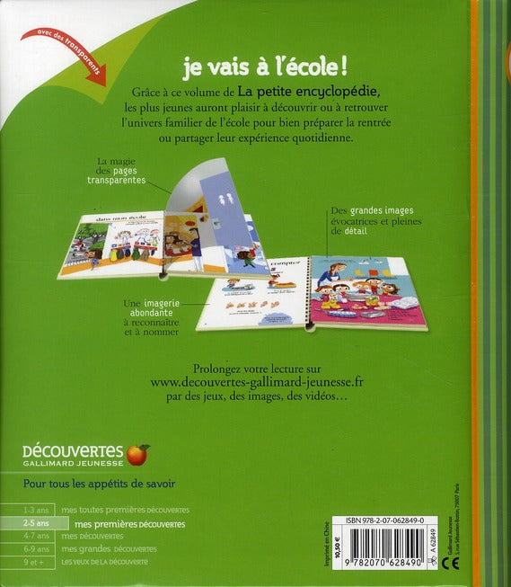 Back cover of Je vais à l'école !