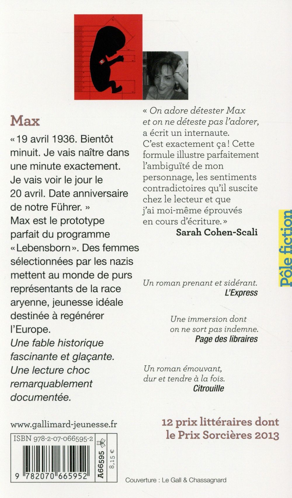 Back cover of Max                     (prix sorcières 2013)