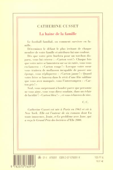 Back cover of La haine de la famille