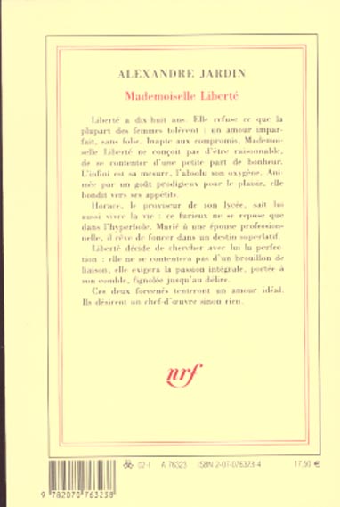 Back cover of Mademoiselle Liberté