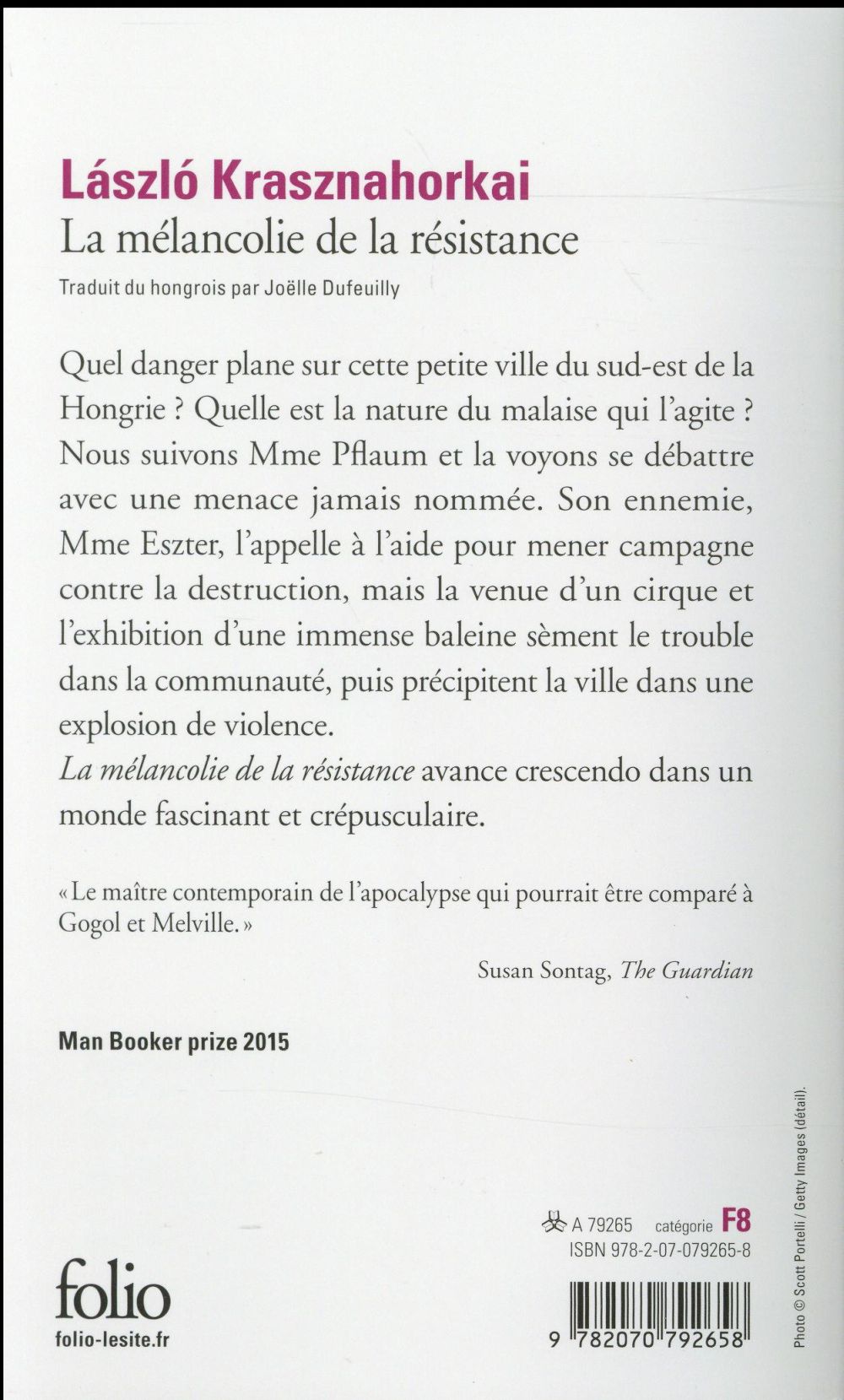 Back cover of La mélancolie de la résistance