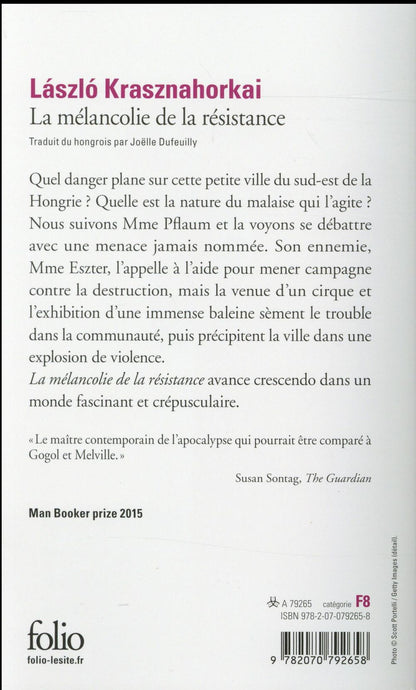 Back cover of La mélancolie de la résistance