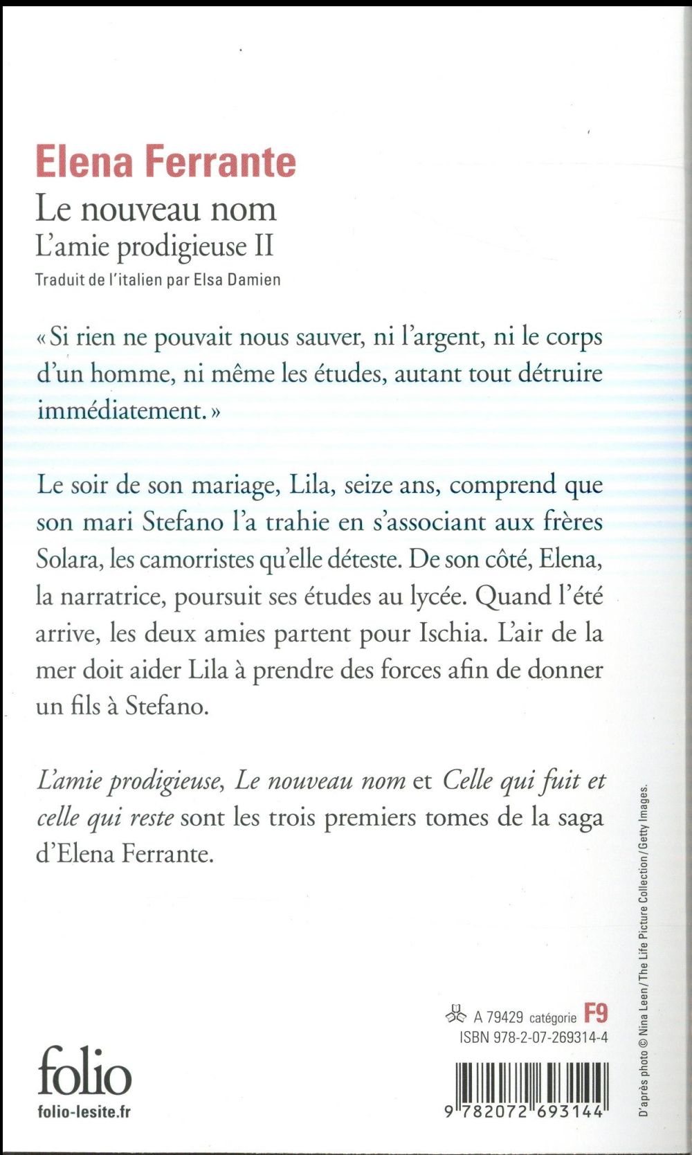 Back cover of L'amie prodigieuse Tome 2 ; le nouveau nom