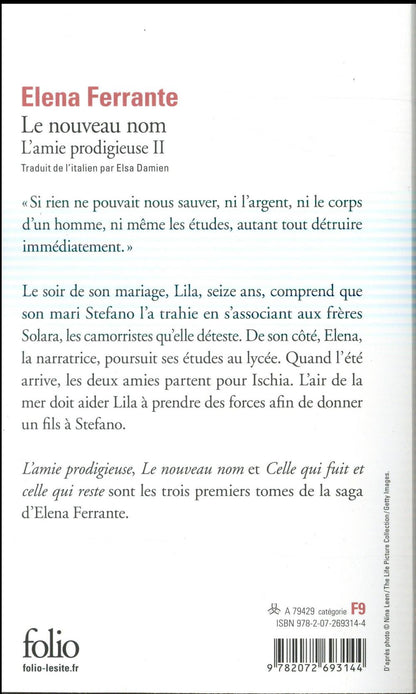 Back cover of L'amie prodigieuse Tome 2 ; le nouveau nom