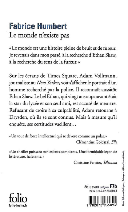 Back cover of Le monde n'existe pas
