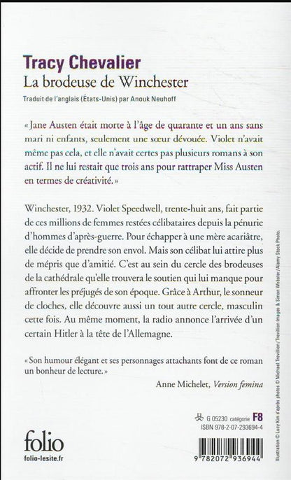 Back cover of La brodeuse de Winchester