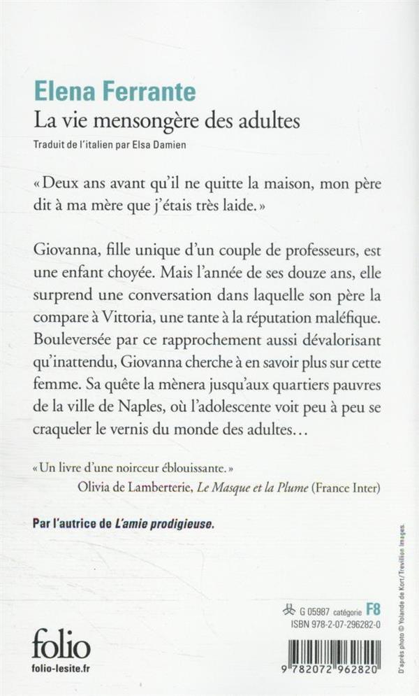 Back cover of La vie mensongère des adultes