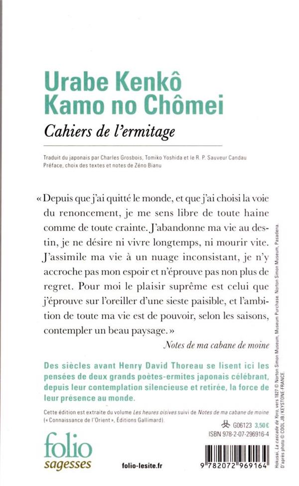Back cover of Cahiers de l'ermitage
