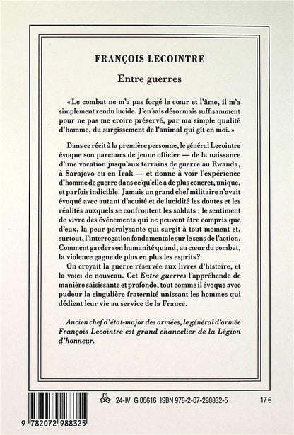 Back cover of Entre guerres