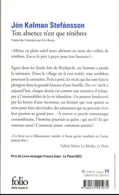 Back cover of Ton absence n'est que ténèbres