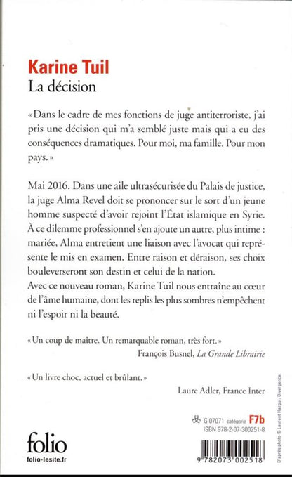 Back cover of La décision