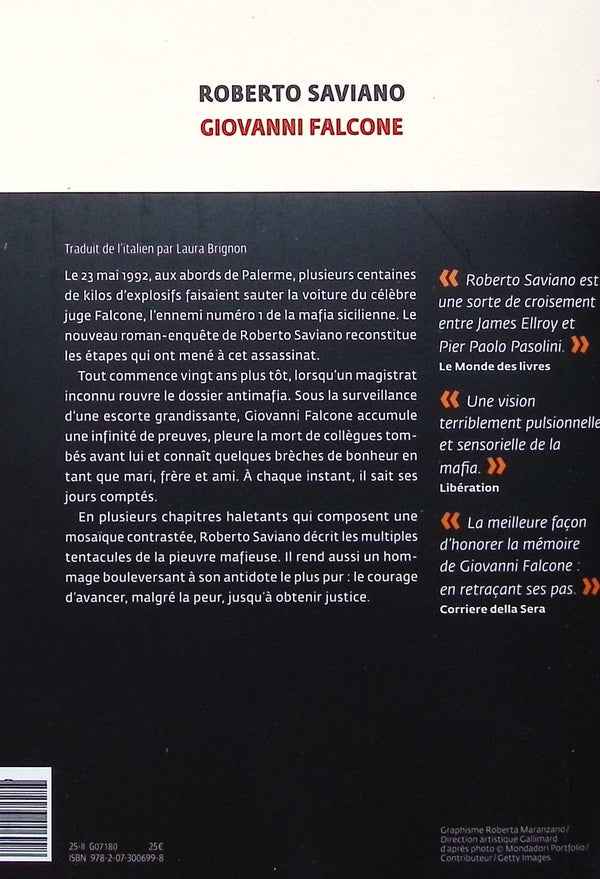 Back cover of Giovanni Falcone