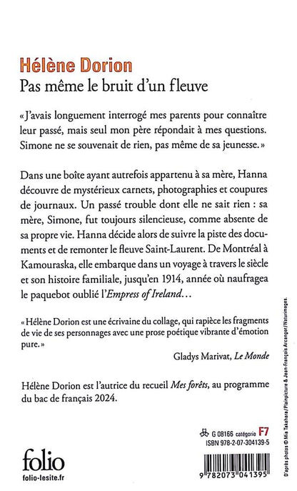 Back cover of Pas même le bruit d'un fleuve