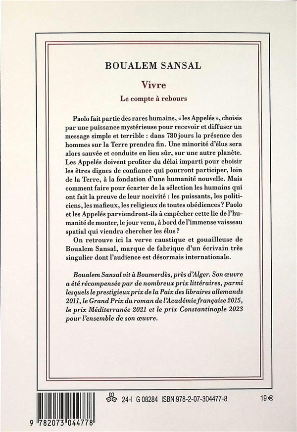 Back cover of Vivre : Le compte a rebours