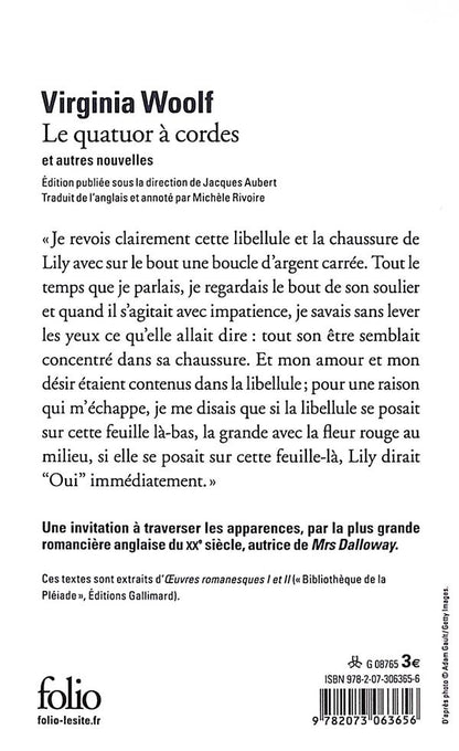 Back cover of Le quatuor à cordes et autres nouvelles                     (Édition de Jacques Aubert)