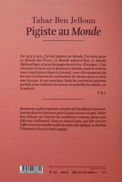 Back cover of Pigiste au Monde
