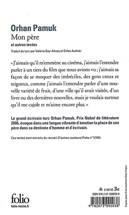 Back cover of Mon père et autres textes