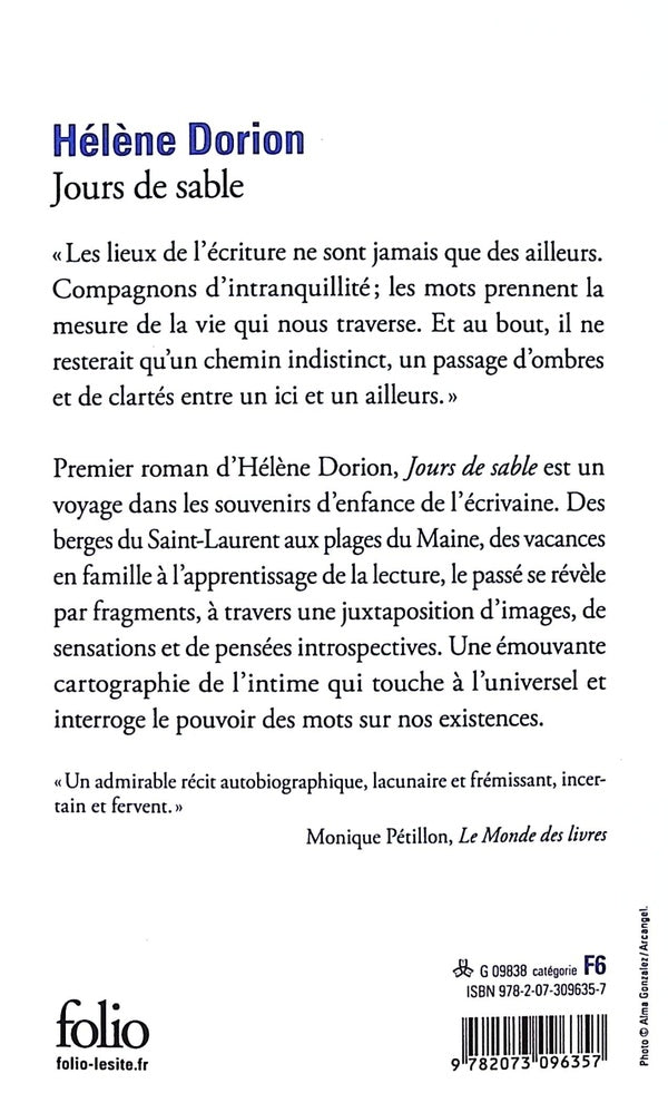 Back cover of Jours de sable