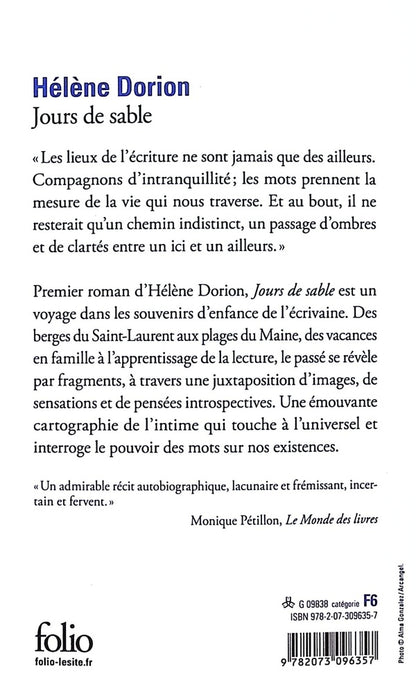 Back cover of Jours de sable