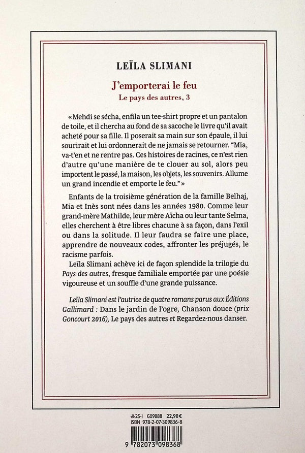 Back cover of Le pays des autres Tome 3 : J'emporterai le feu