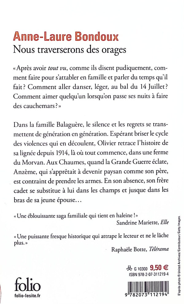 Back cover of Nous traverserons des orages