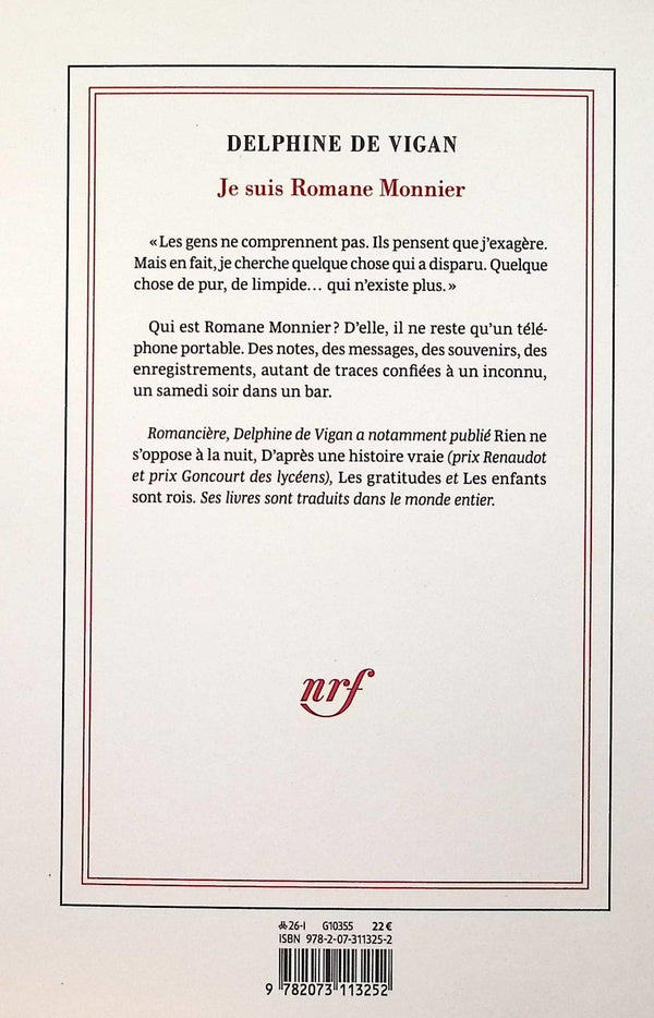 Back cover of Je suis Romane Monnier
