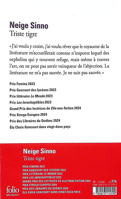 Back cover of Triste tigre