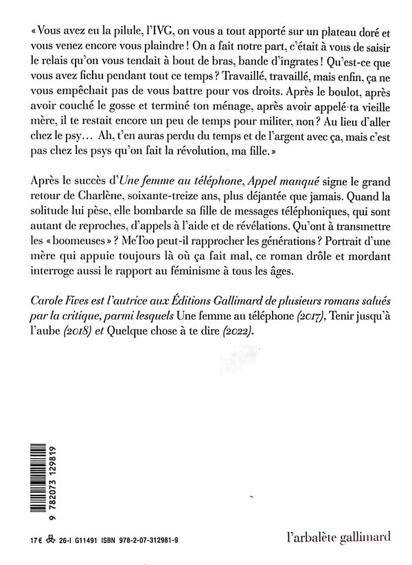 Back cover of Appel manqué