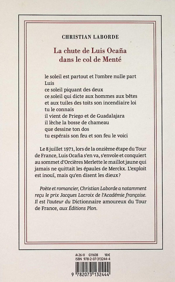 Back cover of La chute de Luis Ocana dans le col de Menté