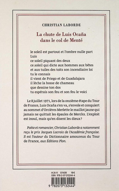 Back cover of La chute de Luis Ocana dans le col de Menté