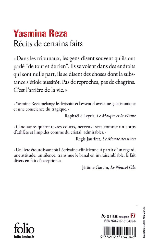 Back cover of Récits de certains faits