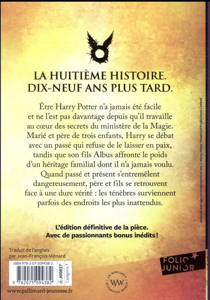 Back cover of Harry Potter et l'enfant maudit ; parties I et II