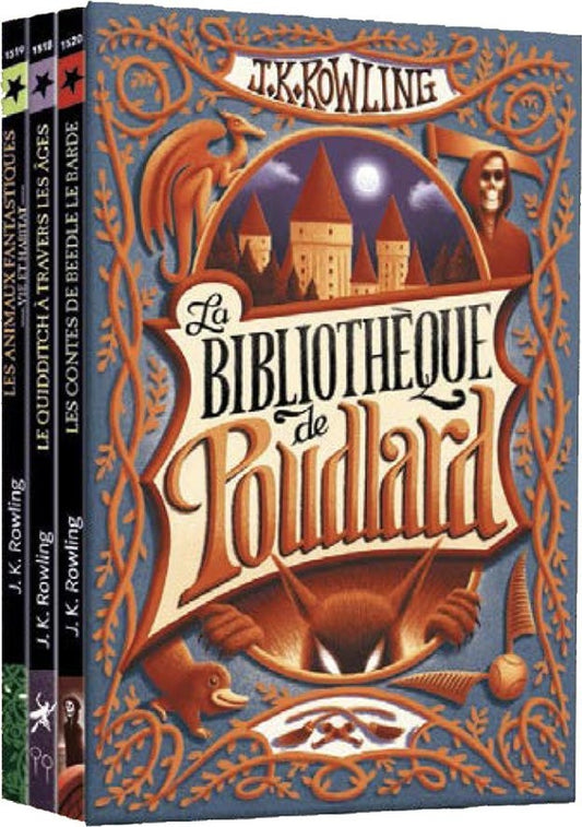 Front cover of La bibliothèque de Poudlard ; le quidditch à travers les âges, les animaux fantastiques, les contes de Beedle le Barde                     (3 volumes sous coffret)