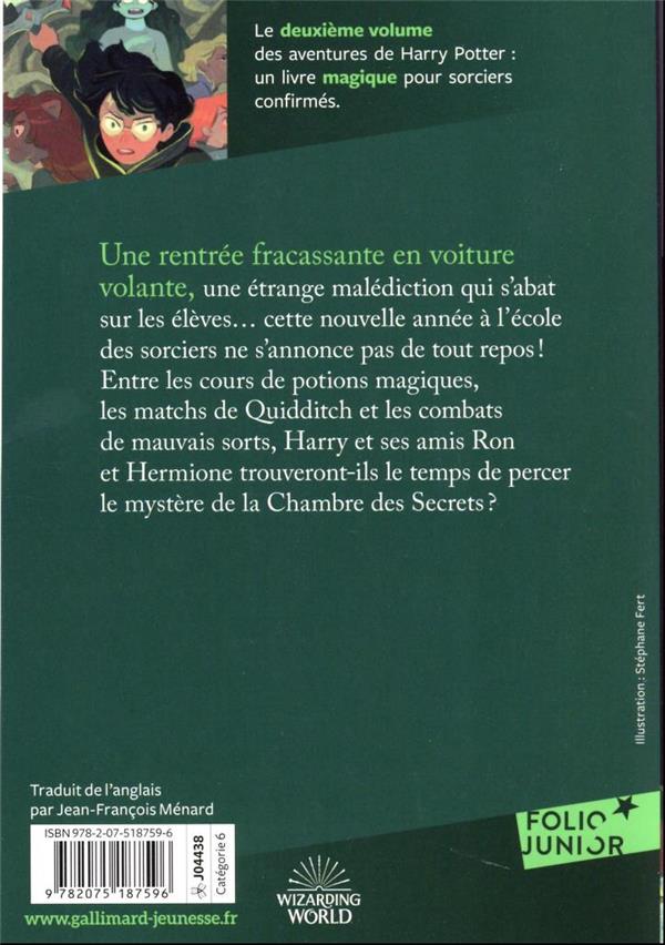 Back cover of Harry Potter Tome 2 : Harry Potter et la chambre des secrets