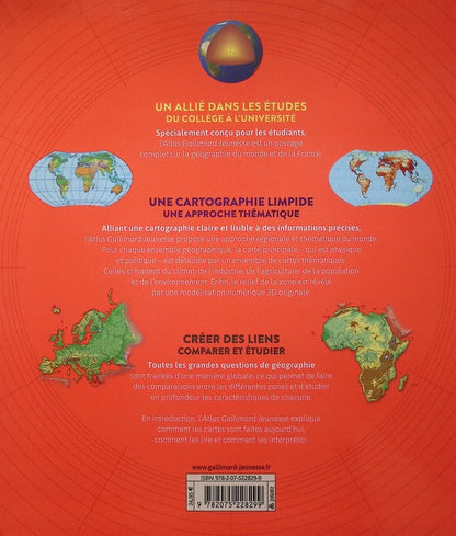 Back cover of L'Atlas Gallimard Jeunesse : Un outil indispensable pour le collège et le lycée