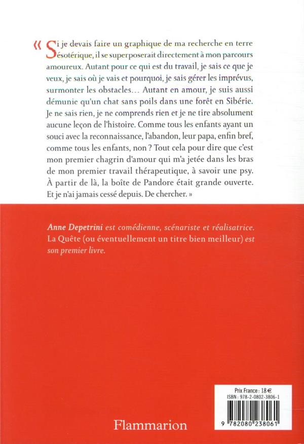 Back cover of La quête (ou éventuellement un titre bien meilleur)