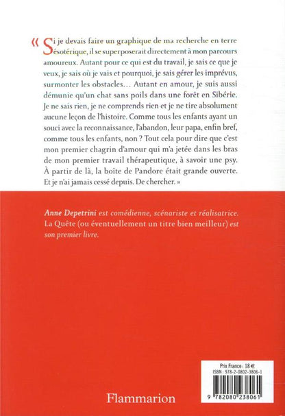 Back cover of La quête (ou éventuellement un titre bien meilleur)