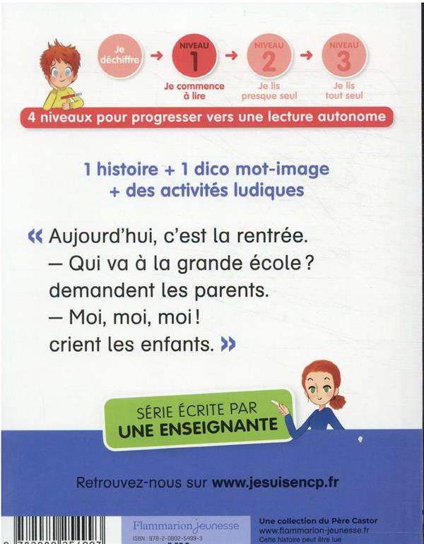 Back cover of Je suis en CP Tome 1 : c'est la rentrée !