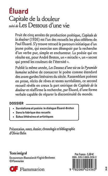Back cover of Capitale de la douleur ; Les dessous d'une vie                     (Edition d'Olivier Belin)