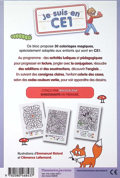 Back cover of Je suis en CE1 : Mes coloriages magiques : Calcul - grammaire - anglais