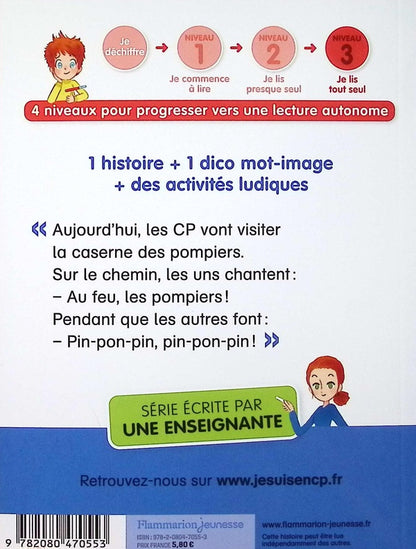 Back cover of Je suis en CP Tome 13 : Chez les pompiers