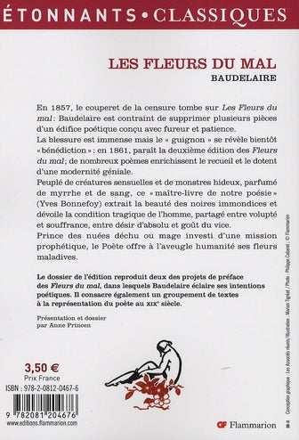 Back cover of Les fleurs du mal                     (Présentation et dossier par Anne Princen)