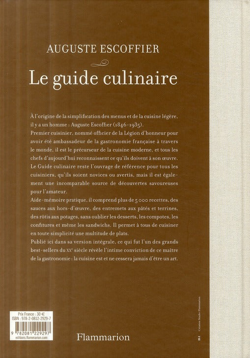 Back cover of Le guide culinaire