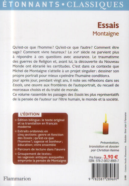 Back cover of Essais                     (édition de Christian Keime)
